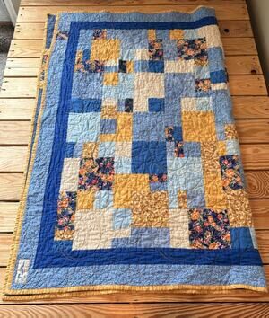 Project Linus Handmade Patchwork quilt Size 43x54 Blue Dd